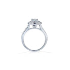 Oxford dobbelt halo ring med rund sten i sterling sølv
