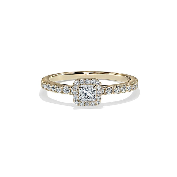 Oxford Square Cut Halo Ring in Gold