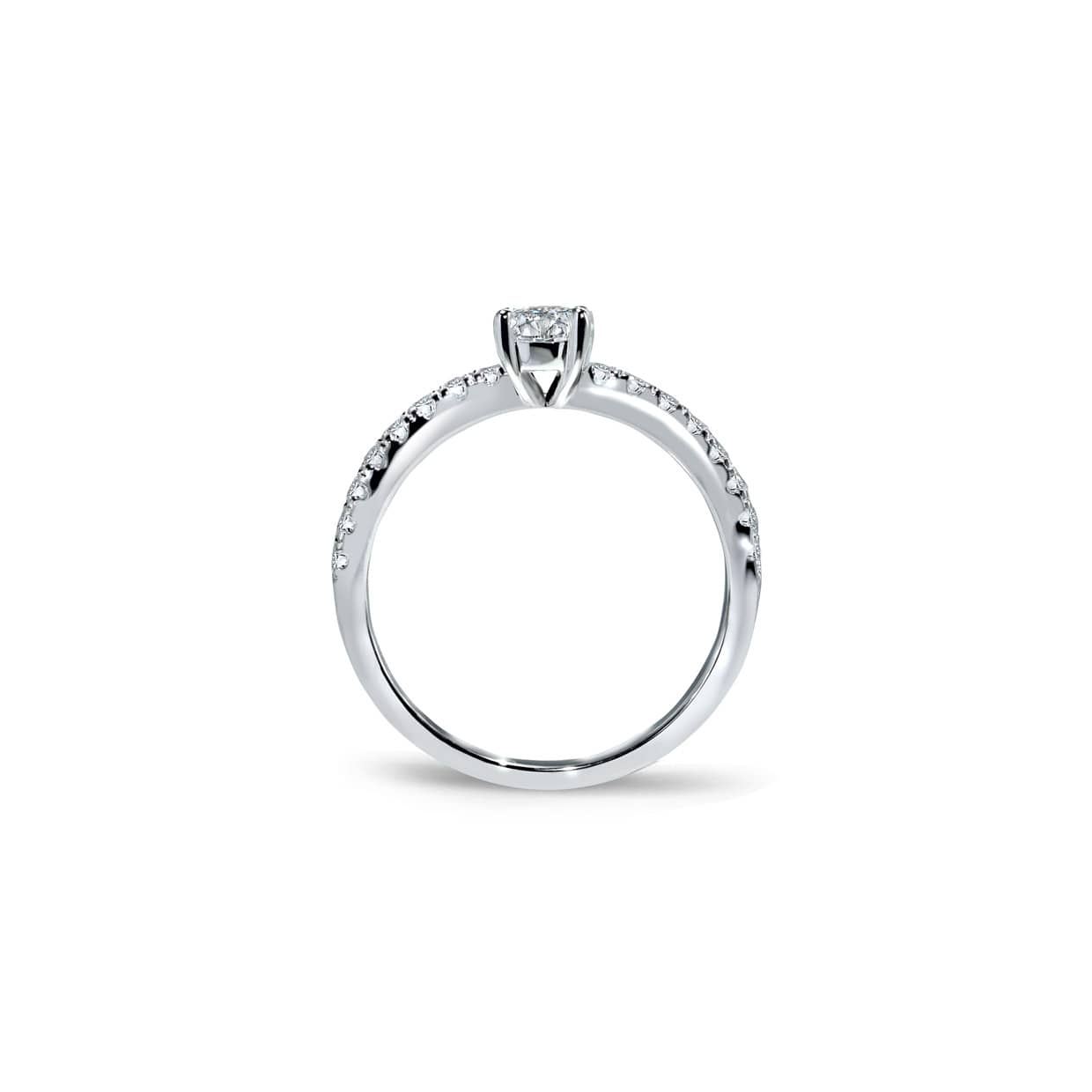 Oxford sølv rund solitaire-ring med sten