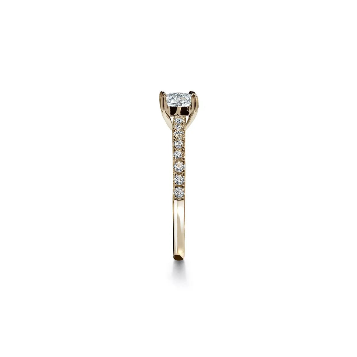 Bellagio solitaire princess cut forlovelsesring med sidediamanter