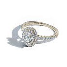 Valentina oval diamant halo forlovelsesring med hvid safir