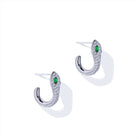 Flora slange øreringe i sterling sølv med grønne emerald sten