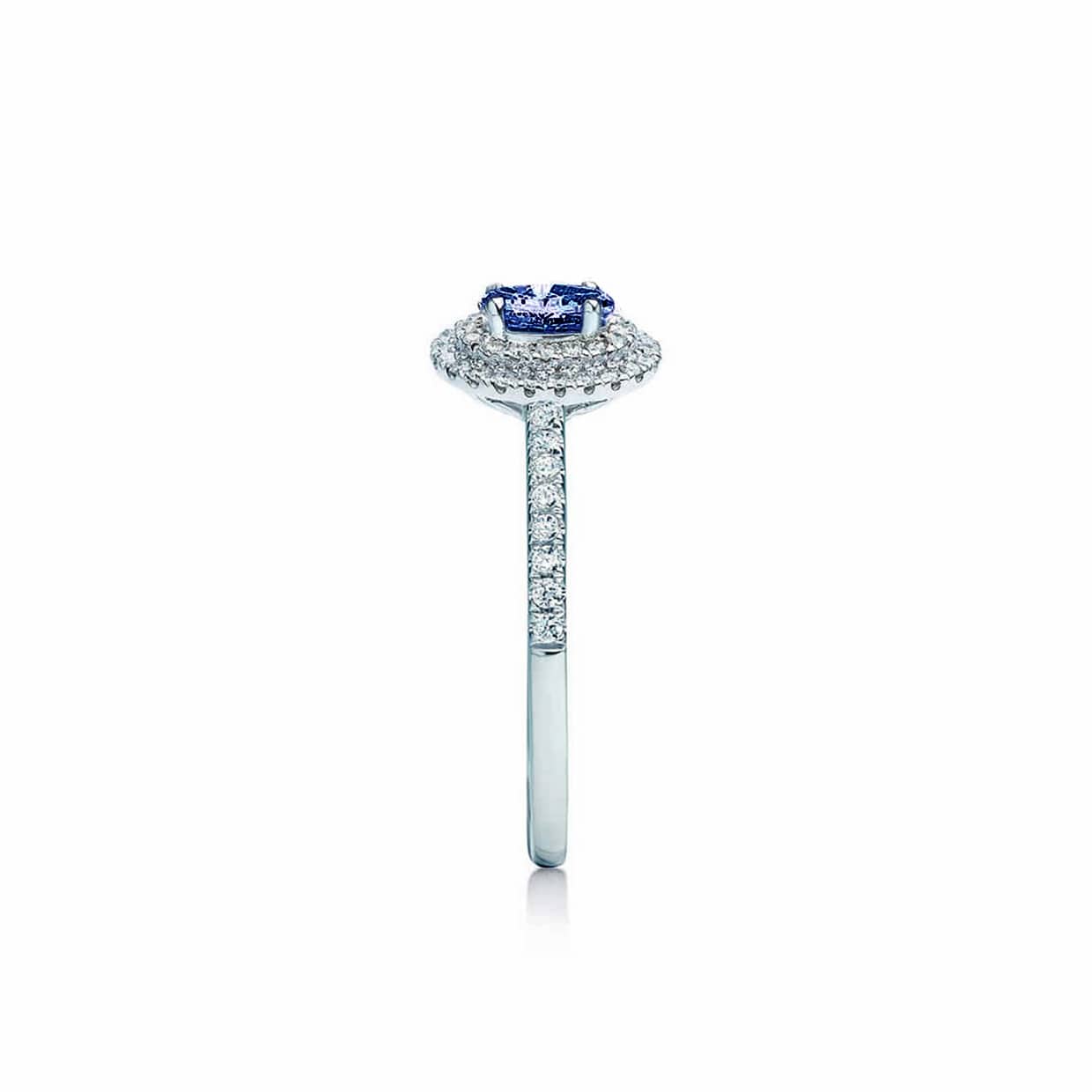 Halo gouden verlovingsring met smaragd geslepen diamant 1.15 crt